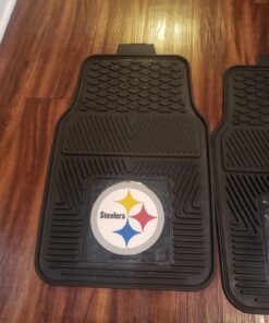 FANMATS 8752 Pittsburgh Steelers 2-Piece Heavy Duty Vinyl Car Mat Set, Front Row Floor Mats, All Weather Protection, Universal Fit, Deep Resevoir Design 17 71tgZrR4 eL