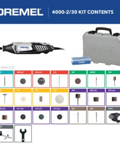 Dremel 4000-2/30 Variable Speed Rotary Tool Kit - Engraver, Polisher, and Sander- Perfect for Cutting, Detail Sanding, Engraving, Wood Carving, and Polishing- 2 Attachments & 30 Accessories 4000 Rotary Tool + 32 Accessories 33 71tghzEx4gL