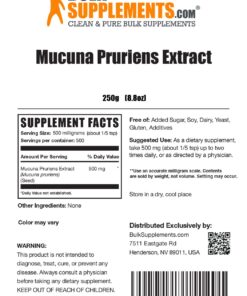BULKSUPPLEMENTS.COM Mucuna Pruriens Extract - Herbal Supplements, Mucuna Pruriens Supplements, Mucuna Pruriens Powder - Vegan & Gluten Free, 500mg per Serving, 250g (8.8 oz) 8.8 Ounce (Pack of 1) 7 71ti0icd3L