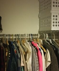 Seville Classics Closet Garment Organizer with Metal Hanging Rod Wardrobe Storage System, w/ Steel Shelves for Clothes, Shirts, Jackets, Coats, Blankets, Shoes, Steel, Expandable Rack 57 71tiWthtRL