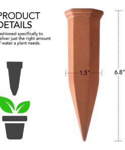 Modern Innovations Ceramic Terracotta Self Watering Spikes (4 Pack) Vacation Automatic Plant Waterer Devices, Indoor/Outdoor Planter Insert, Terra-Cotta Stakes for Potted Plants, Auto-Water System 4 Pack 30 71tn2hXUSYL