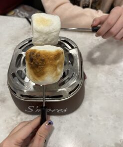 Nostalgia Tabletop Indoor Electric S'mores Maker - Smores Kit With Marshmallow Roasting Sticks and 4 Trays for Graham Crackers, Chocolate, and Marshmallows - Movie Night Supplies - Brown S'mores Maker Brown 33 71tomsLDYJL