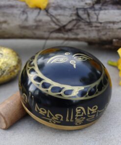 DharmaObjects Tibetan Meditation Om Mani Padme Hum Peace Singing Bowl With Mallet Small Black 14 71top JGiOL