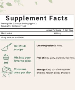 Pure Inositol Powder, Myo-Inositol B8 Powder, 1KG (2.2 Pounds), Strongly Supports Liver Health & Antioxidant, Super Inositol for Hair and Inositol for Sleep, Non-GMO and Vegan Friendly 2.2 Pound (Pack of 1) 14 71tp7j5JrRL