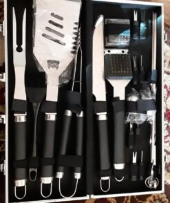 POLIGO 22PCS Heavy Duty BBQ Grill Accessories Set, Non-Slip Grill Tools for Outdoor Grill Set Thicker Stainless Steel Grill Utensils Set, Deluxe Grilling Set with Aluminum Case Ideal Gifts for Men Dad Black - 22PCS BBQ Set 34 71tpy2WfK L