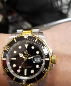 FANMIS Mens Luxury Watches Rotatable Bezel Sapphire Glass Luminous Quartz Silver Gold Two Tone Stainless Steel Watch Gold Black 40 71ts5hcBS9L