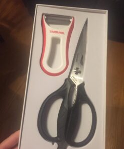 Kitchen Shears, TANSUNG Kitchen Scissors Heavy Duty Dishwasher Safe Food Scissors, Multipurpose Scissors Stainless Steel Kitchen Scissors for Chicken, Poultry, Vegetables, Meat, Fish, Herbs, BBQ Black 57 71ttk4vG34L