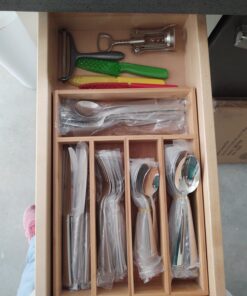 Utopia Kitchen Bamboo Silverware Organizer for Drawer Kitchen Utensil Organizer, Kitchen Drawer Organizer for Large Utensils, Cutlery Drawer Organizer, Silverware Holder, Flatware Organizer Tray 5 Compartments Natural 38 71tuibZIkkL