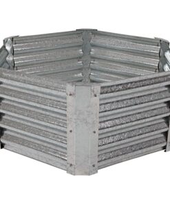 Sunnydaze 40-Inch Hexagon Galvanized Steel Raised Garden Bed Kit - Outdoor Metal Planter for Plants and Vegetables - Silver 35 71tuqqECJtL