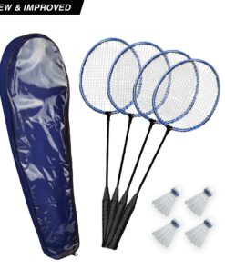 Poolmaster Deluxe Badminton Set for Swimming Pools & Backyards - Includes 4 Rackets, 4 Birdies, Carrying Case (New & Improved 2020 Version) 20 71tvq71KRLL