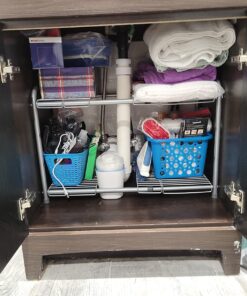 DecoBros Under Sink 2 Tier Expandable Shelf Organizer, Silver 39 71tx0NOtorL