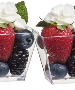 Zappy 100 Ct Elegant Square Mini Cube 2oz Clear Tasting Sample Shot Glasses 100 Ct Dessert Cups Disposable Plastic 100 Count (Pack of 1) 32 71txuWAizeL