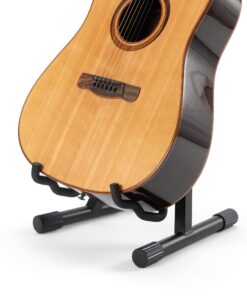 On-Stage GS7462B Professional A-Frame Guitar Stand (Holds Electric, Acoustic, and Bass Guitars, Small Amps, and Mixers, Stepped Yoke, Nonslip Padding, Rubber Feet, Folding, Portable, Storage, Display) Black 16 71ty12TdilL