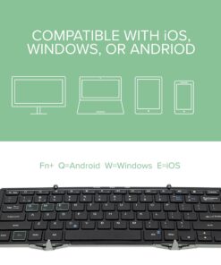 Plugable Foldable Bluetooth Keyboard Compatible with iPad, iPhones, Android, and Windows, Full-Size Multi-Device Keyboard, Wireless and Portable with Included Stand for iPad/iPhone (11.5 inches) 36 71tzNcpC5mL