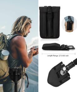 FiveJoy Professional Survival Shovel Multitool - Portable Collapsible Tactical Tool - Entrenching Backpack Equipment for Hiking Camping Car - Gifts for Men Dad Husband (Shovel RS) 20 71u09VwSsL