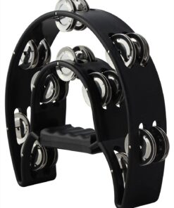 Alternative view of YMC TAM20-BLACK Double Row Tambourine - Metal Jingles Hand Held Percussion Ergonomic Handle