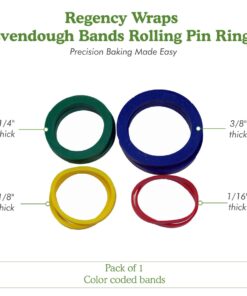 Regency Wraps Evendough Bands, Rolling Pin Rings for Rolling Dough to Precise Thickness for Pizza, Pies, Pastries, Pasta, Set of 4 sizes, Pack of 1 16 71u1LHH0o L
