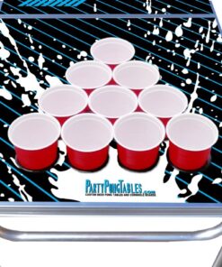8-Foot Beer Pong Table w/Optional Cup Holes & LED Color-Changing Glow Lights - 11 Table Designs Available Party Pong Splash 8 71u2142XOL