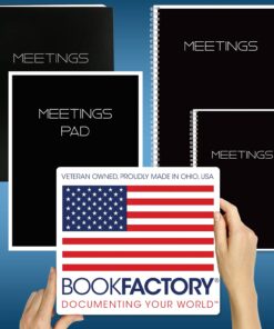 BookFactory Meeting Notebook/Meeting Book for Work- Black 120 Pages (Ruled Format), 8.5in x 11in, Wire-O Bound (MTG-120-7CW-A-(Meetings-K)-MX) 8.5" x 11" 19 71u38J7tUNL