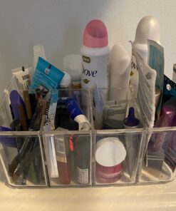 STORi 5-Compartment Clear Plastic Organizer | Rectangular Divided Makeup and Vanity Storage Bin and Office Desk Caddy | Scalloped Wall Design | Made in USA 58 71u3AYnEIwL