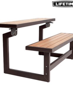 Lifetime 60054 Convertible Bench / Table, Faux Wood Construction, Brown 33 71u3R JRd1L