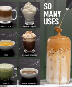 Zulay Kitchen Powerful Milk Frother Handheld Foam Maker for Lattes - Whisk Drink Mixer for Coffee, Mini Foamer for Cappuccino, Frappe, Matcha, Hot Chocolate by Milk Boss (Black) Midnight Black 24 71u47ob9LbL