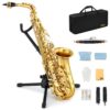 Eastar AS-Ⅱ Student Alto Saxophone E Flat Gold Lacquer Alto Beginner Sax Full Kit With Carrying Sax Case Mouthpiece Straps Reeds Stand Golden 3 71u4Thrj5UL