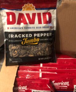 DAVID Seeds Cracked Pepper Flavored Salted and Roasted Jumbo Sunflower Seeds, Keto Friendly Snack, 5.25 OZ Bags, 12 Pack 5.25 Ounce (Pack of 12) 33 71u4bHItYjL