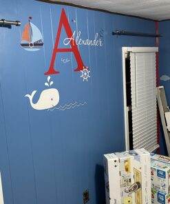 Decalzome Inc Personalized Whale Name Nautical Decor - Nautical Theme Nursery Wall Decals - Baby Shark Wall Decals Room Decor Stickers - Under The Sea Art Mural Vinyl Sticker - Baby Boy & Girl Decor 37 71u5M1oAnCL 3