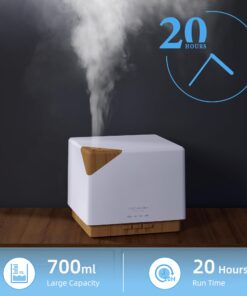 ASAKUKI 700ml Premium Essential Oil Diffuser, 5 in 1 Ultrasonic Aromatherapy Fragrant Oil Vaporizer Humidifier, Timer and Auto-Off Safety Switch, 7 LED Light Colors Light Wood 20 71u5dH5maRL