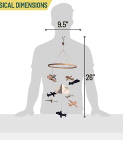 Sorrel + Fern Baby Crib Mobile (Airplanes in The Clouds) - Nursery Decoration Ceiling Mobile and Baby Shower for Boys & Girls - Grey and White Airplanes in The Clouds 23 71u6iAGHHHL