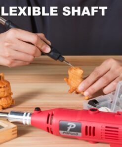 POPULO Power Rotary Tool Kit with Flexible Shaft, 107 PCS, Variable Speed Engraving Tool Kit Grinder Woodworking Corded Rotary Tools Drimmer Set, for Carving Sanding Cutting Polishing, Gift for DIYer 26 71u7YXRlapL