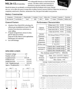 ML26-12 12V 26AH Replacement Battery for UB12260-ER 13 71u94jYk3YL