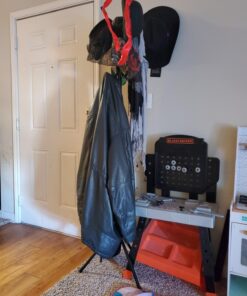 Free-Standing Coat Rack Metal Stand - Hall Tree Entry-Way Furniture Best for Hanging Up Jacket, Purse, Hand-Bag, Cloth, Hat, Winter Scarf Holder - Home or Office Floor Hanger 12-Hooks Organizer, Black 38 71u9BfTjFL
