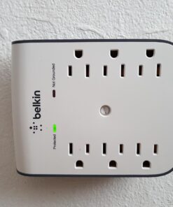 Belkin 6-Outlet Wall Surge Protector w/ 2 USB Ports - Wall Mountable w/ Premium Protection Against Surges - Safe Charge for Mobile Devices, Tablets, Small Appliances, & More - 900 Joules of Protection Wall Mount 6-Outlet with USB Power Strip 46 71uA5ja5EL 1