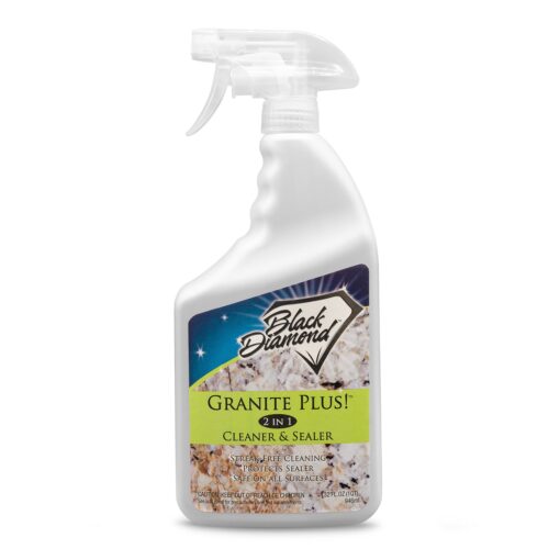 Black Diamond Stoneworks GRANITE PLUS! 2 in 1 Cleaner & Sealer for Granite, Marble, Travertine, Limestone, Ready to Use! (1-Quart) 1 Quart