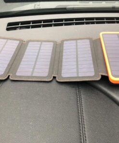FEELLE Solar Charger Power Bank - 25000mAh Portable Phone Charger 3A Fast Charging External Battery Pack with 4 Solar Panels for Phone Outdoor Camping Orange Yellow 54 71uECRb240L