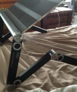 BackPainHelp Posture Laptop Stand Desk Table Tray for Bed, Aluminium, Adjustable Portable Folding Standing Desk Computer Riser (Black) 33 71uHE5ldNHL