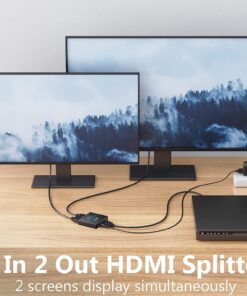 eSynic HDMI Splitter 4K HDMI Splitter 1 in 2 Out HDMI Splitters Box Power HDMI Splitter for Dual Monitors Hdcp Bypass HDMI Splitter Supports Full HD 1080P 4K @ 30Hz for PS4 Fire Stick HDTV etc Style-B 19 71uHdRfAxL