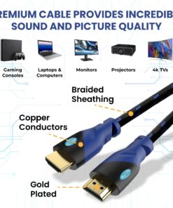 AURUM CABLES 30ft HDMI Cable 4K@60Hz Ultra HD, High Speed with Ethernet HDMI Cable Braided Nylon & Gold Connectors, ARC, CL3 Rated - Compatible with TV, PC, Monitor, Laptops, PS3, PS5, PS4 30 FT 1 Pack 11 71uJCjrz1ML
