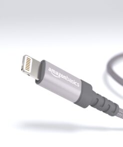 Amazon Basics Nylon Braided Lightning to USB A Cable, MFi Certified Apple iPhone Charger, Dark Gray, 3-Foot 3 Feet 1 30 71uKeFeZ9gL