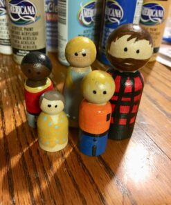 Wood Peg Doll Set, 50 Piece Wood Peg Family (Toy Peg People: Dad, Mom, Angel, Child, Baby) Unfinished for Crafts & Play, by Woodpeckers Complete Family Set - 50 Pieces Pack of 50 45 71uLnl68R2L 1