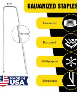 Alternative view of 6 Inch Galvanized Landscape Staples Made in USA - 100 Metal Garden Stakes for Gardening - 11 Gauge Anti-Rust Heavy-Duty Ground Sod Pins Yard Stakes for Weed Barrier Fabric Irrigation Tubing Hose