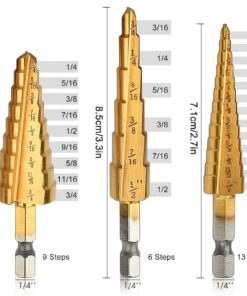 Step Drill Bit- 3 Pcs Step Drill Bits for Metal, Stepped Drill Bit Set for Plastic, Wood, Sheet Metal 9 71uNyE1L7KL