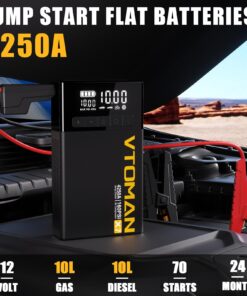 Alternative view of VTOMAN X7 Jump Starter with Air Compressor, 4250A Portable Car Jumper with 160PSI Digital Tire Inflator,12V Lithium Battery Charger Booster Box with Type-C Quick Charge (Up 10L Gas/10L Diesel Engine) X7-Black