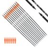 TIGER ARCHERY 30Inch Carbon Arrow Practice Hunting Arrows with Removable Tips for Compound & Recurve Bow(Pack of 12) Orange White