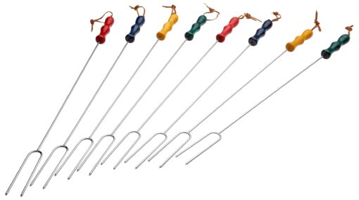 Rome's 8 Piece Marshmallow Roasting Fork Set, Chrome Plated with Multi Colored Handles