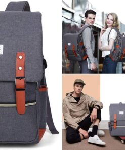 Modoker Vintage Laptop Backpack for Women Men,Travel Backpacks with USB Charging Port Fashion Backpack Fits 15.6Inch Notebook, Grey 30 71uUrSgVWFL