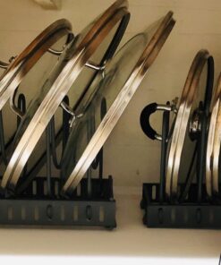 Pot Lid Holder 12+ Adjustable Dividers by BTH Expandable Pan and Pot Lid Organizer Rack for Cabinet – Heavy Duty Pot Lid Organizer for Kitchen Under Sink Drawer Pantry Storage (5.5"W, Dark Grey) LID HOLDER 5.5"W (DARK GREY) 35 71uV0jDnXZL