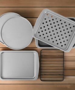 G & S Metal Products Company OvenStuff Personal Size 6-Piece Toaster Oven Set-Non-Stick Baking Pans, Easy to Clean and Perfect for Single Servings, Silver 38 71uVt eiEuL